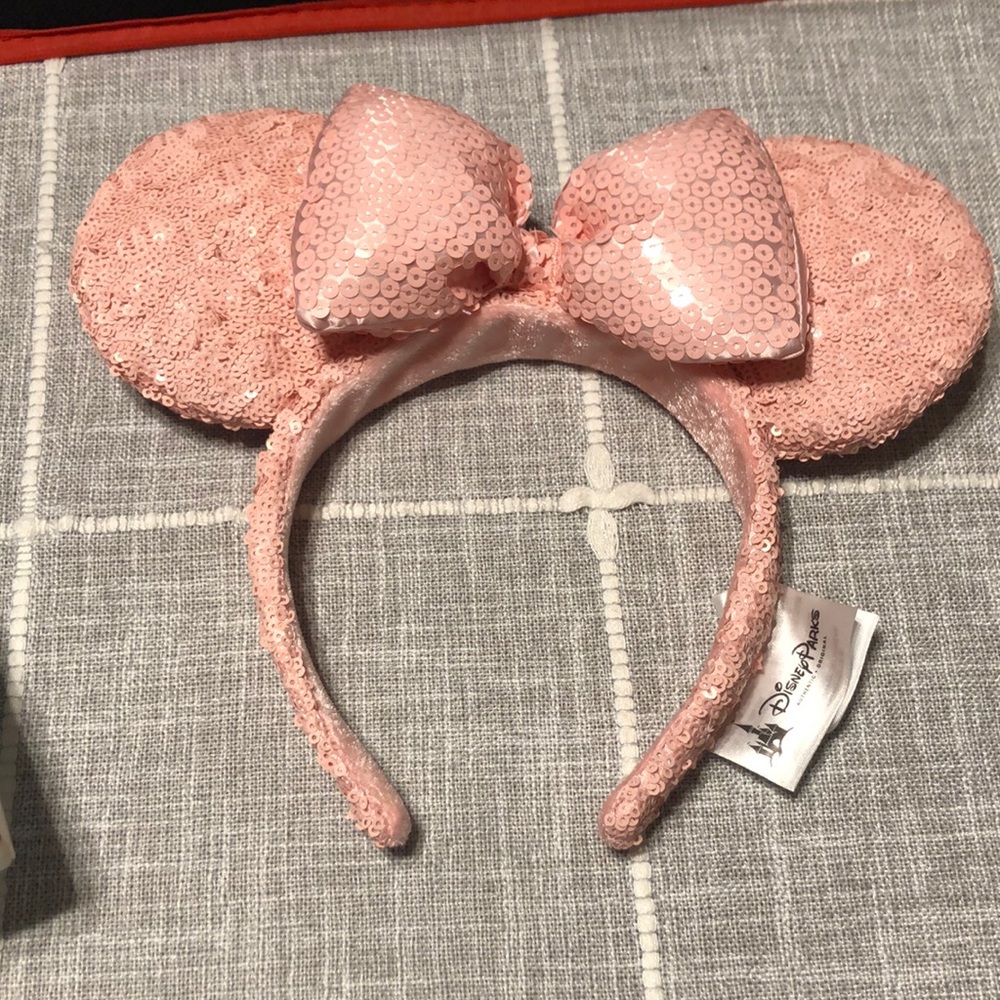Disney parks pink sequence Minnie ears